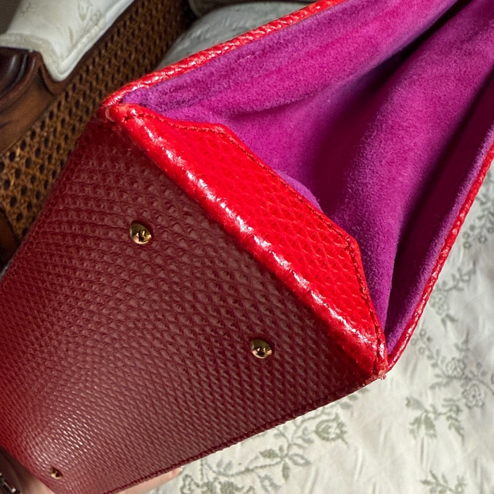Andrea Pfister Vintage Red Leather and Purple Suede Purse - Picture 17 of 17